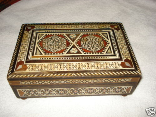 OTTOMAN WOOD TRINKET MUSIC CIGARETTE BOX MOSAIC 1 song  