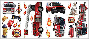 FIRETRUCKS 22 BiG Wall STICKERS Room Decor Engine Fire  