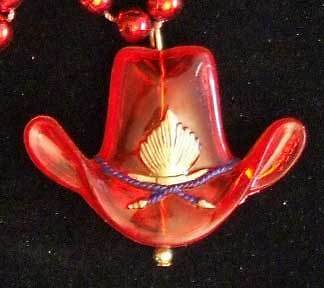 COWBOY HAT TEXAS Mardi Gras Beads Clear Lone Star  