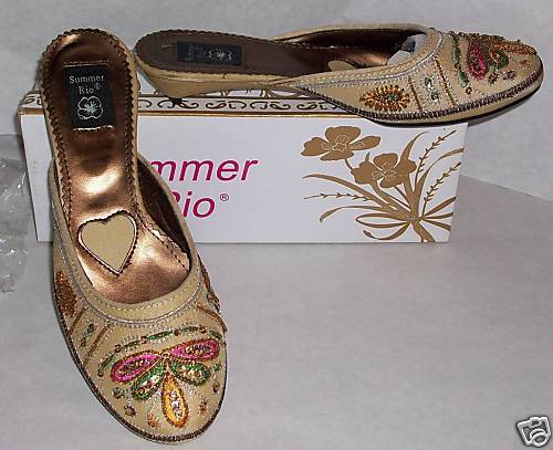 WOMENS 8 M SANDALS Summer Rio BEIGE JEWELED NEW  