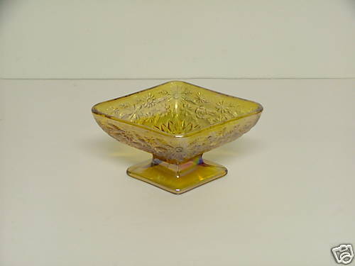 Indiana Glass PINEAPPLE & FLORAL 618 Compote Iridescent  