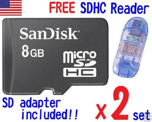 SanDisk 2 x 8GB = 16GB microSD SD SDHC Card + 2 x R1  