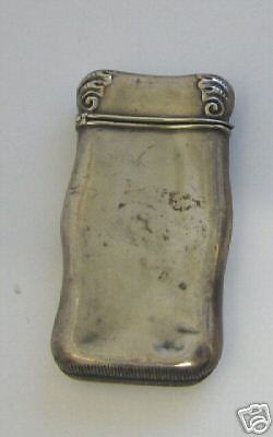 Antique sterling silver decorative match safe holder  