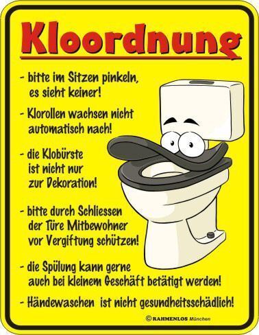 Fun Schilder,Blechschilder/NEU/Kloordnung   