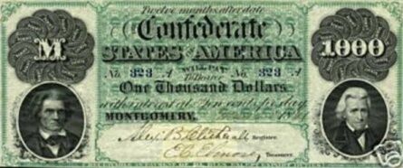 Confederate States of America $1000 T1 Replica Note  