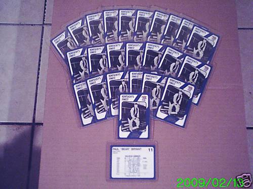 1989 KENTUCKYS FINEST PAUL BEAR BRYANT 25 CARD LOT  