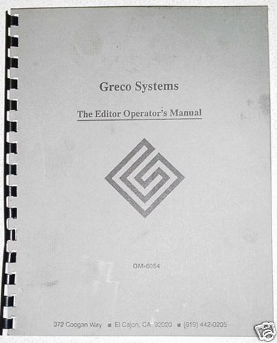 Greco Systems Operators Manual OM 6064 CNC VMC HMC  